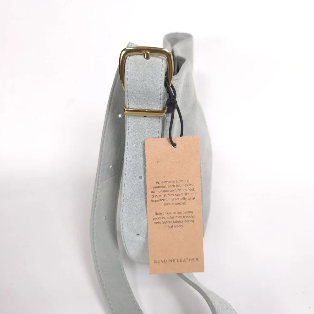 NEW Margot NEW YORK Kaye Mini Bucket LEATHER Suede Blue Crossbody‎ Bag MG3318-KU - Picture 8 of 14